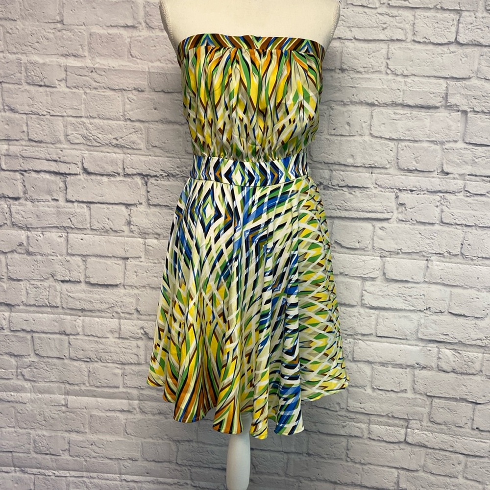 Lavender Brown Multicolored Strapless Dress Size Medium
